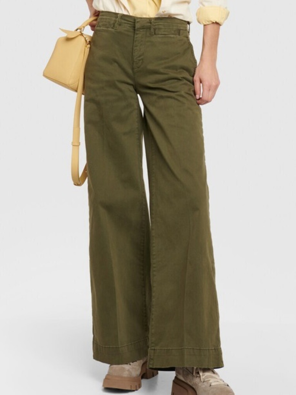 FRAME Le Tomboy Wide Leg Pants Washed Fatigue Green Size 28